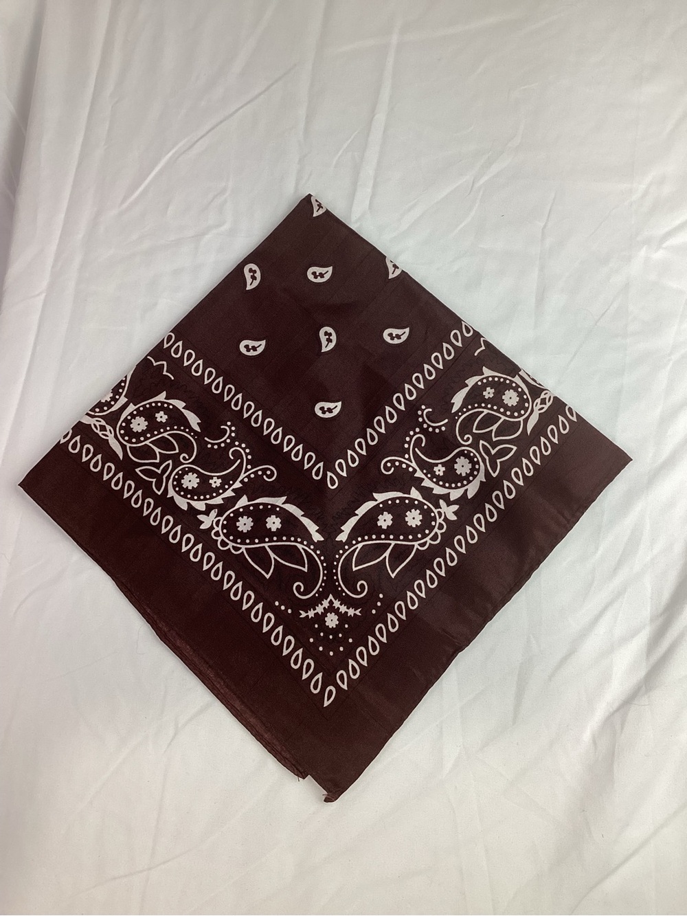 Classic Paisley Bandana - Deep Brown with White Print